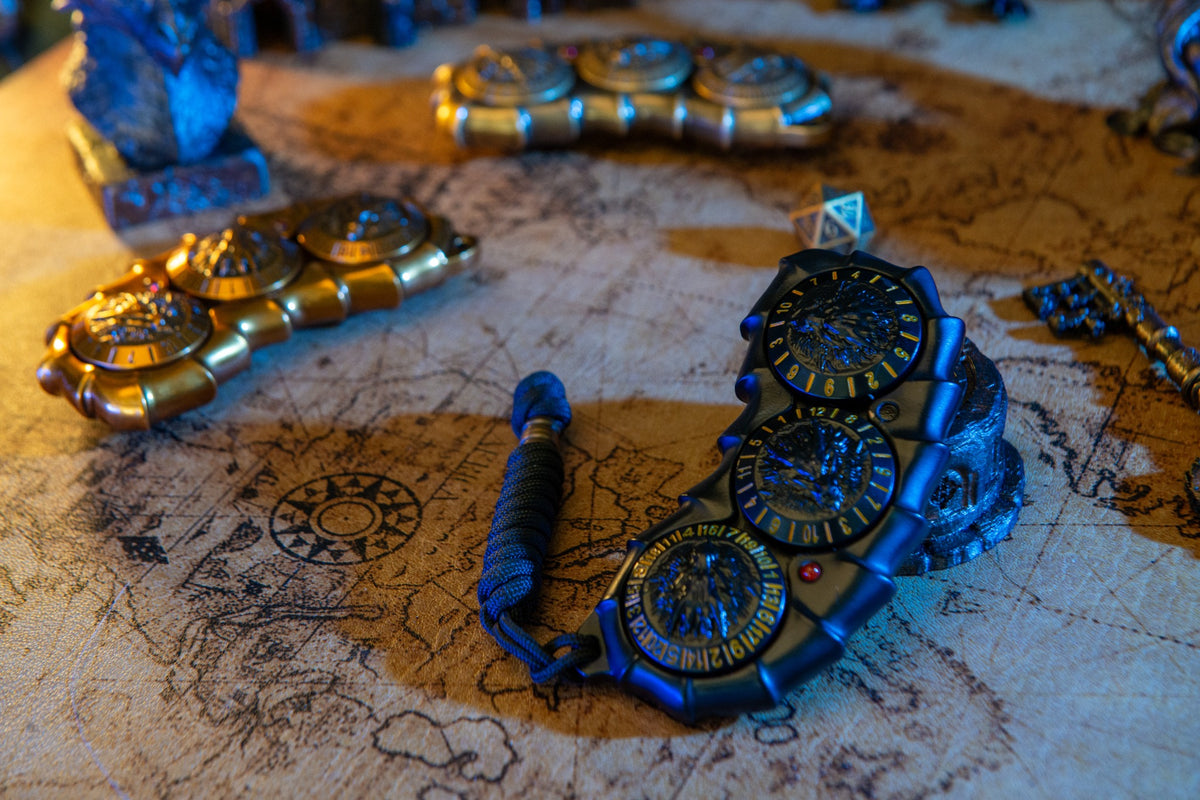 Dragon Spine Black photographed on a tabletop map, with other finishes and styling props in the background. Original supplied scene photograph.