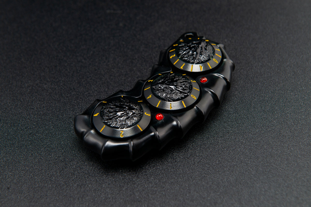 Dragon Spine, Black finish, D4/D6/D8 side. Original product photograph.